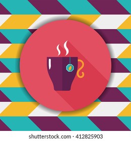 hot tea flat icon with long shadow,eps10