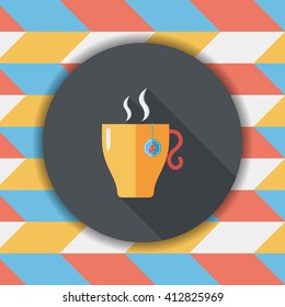 hot tea flat icon with long shadow,eps10