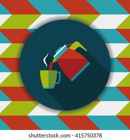 hot tea flat icon with long shadow,eps10