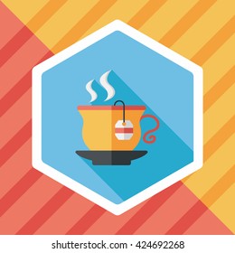hot tea flat icon with long shadow,eps10