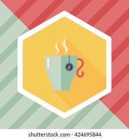 hot tea flat icon with long shadow,eps10