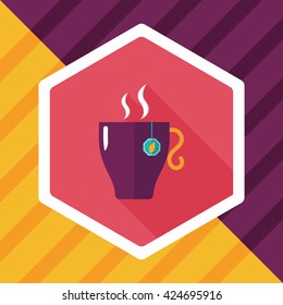 hot tea flat icon with long shadow,eps10