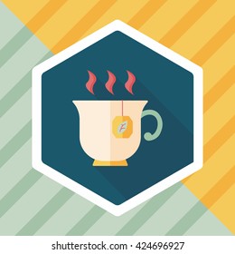 hot tea flat icon with long shadow,eps10