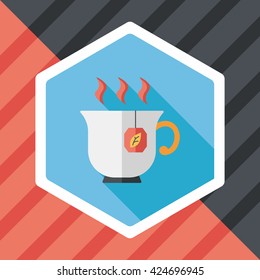 hot tea flat icon with long shadow,eps10