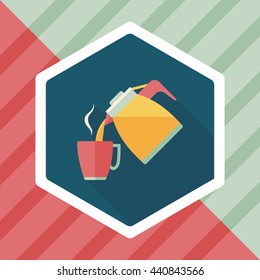 hot tea flat icon with long shadow,eps10