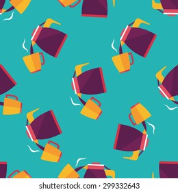 hot tea flat icon,eps10 seamless pattern background