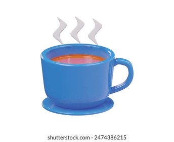  Ilustración 3d del render del icono del té caliente