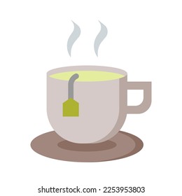 Hot tea icon in flat style vector, drinks icon, cafe