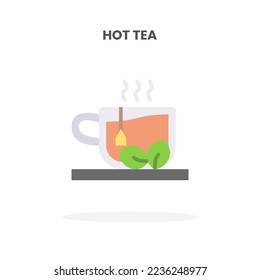 Hot Tea icon flat. Vector illustration on white background. Can used for web, app, digital product, presentation, UI and many more.