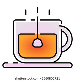 hot tea icon with gradient line style. Suitable for website design, logo, app, UI and etc. Based on the size of the icon in general, so it can be reduced.