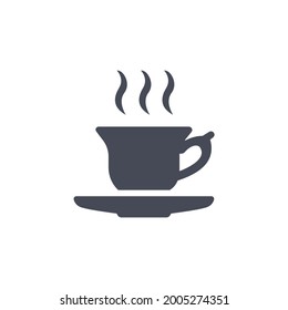 Hot Tea Icon Isolated on Black and White Vector Graphic