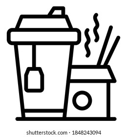 Hot tea icon. Outline hot tea vector icon for web design isolated on white background