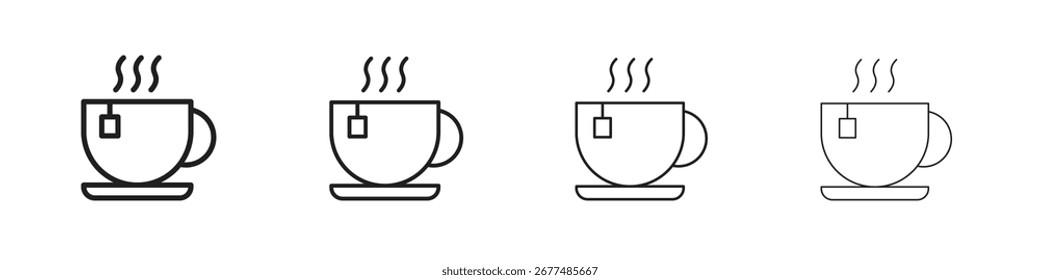 Paquete de Vector de contorno de icono de té caliente. Mejor para el Web, móvil, ui