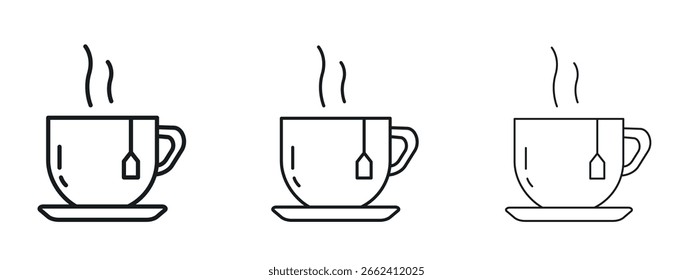 Ícone de chá quente design de linha simples - Ilustração de vetor simples