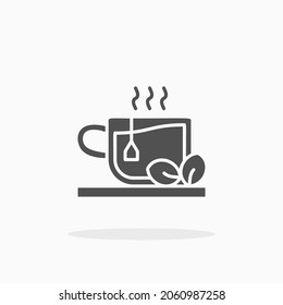 Hot Tea icon. Solid black style. Vector illustration. Enjoy this icon for your project.