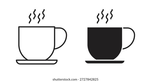 Iconos de té caliente. Iconos de contorno Vector colección. ilustraciones planas