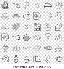 Hot tea icons set. Outline style of 36 hot tea vector icons for web for any design