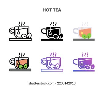 Hot Tee Symbole Vektorgrafik Set Linie, flach, glyph, Umriss Farbverlauf. Ideal für Web, App, Präsentation und mehr. Bearbeitbarer Strich und Pixel perfekt.