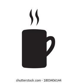 Hot tea ini black glass icon Vector illustration isolated on white background