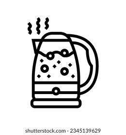 vector de icono de línea de hervidor de té caliente. signo de hervidor de té caliente. símbolo de contorno aislado ilustración negra