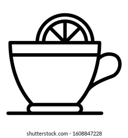 Hot tea lemon cup icon. Outline hot tea lemon cup vector icon for web design isolated on white background