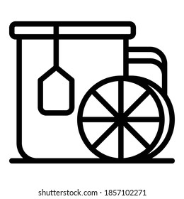 Hot tea lemon mug icon. Outline hot tea lemon mug vector icon for web design isolated on white background