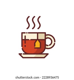 Hot Tea Lineal Icon - Autumn Season Icon Vector Illustration Design