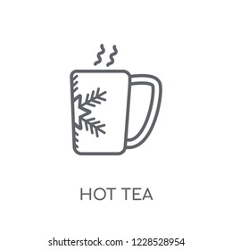 Hot tea linear icon. Modern outline Hot tea logo concept on white background from Winter collection. Suitable for use on web apps, mobile apps and print media.