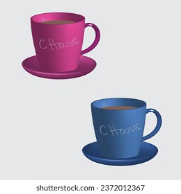 hot tea and milk or cappuccino and latte. Realistic americano and espresso drink illustration, coffee cup.