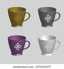 hot tea and milk or cappuccino and latte. Realistic americano and espresso drink illustration, coffee cup.