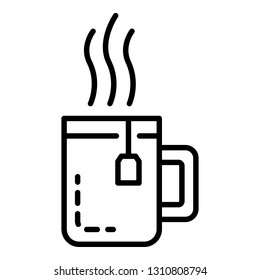 Hot tea mug icon. Outline hot tea mug vector icon for web design isolated on white background
