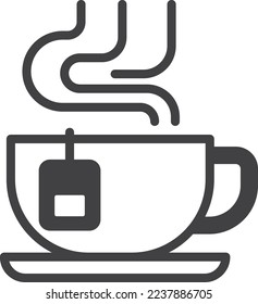 hot tea mug illustration in minimal style isolated on background