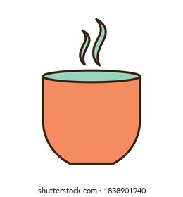 Hot Tee-Muschel-Linie und Füllstil-Icon-Design, Time Drink Frühstück und Getränke-Thema Vektorgrafik