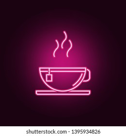 Hot tea neon icon. Elements of Kitchen set. Simple icon for websites, web design, mobile app, info graphics