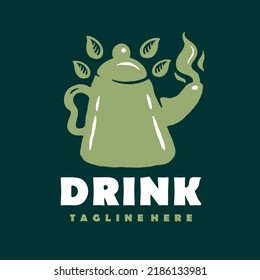 el logo del recipiente de té caliente