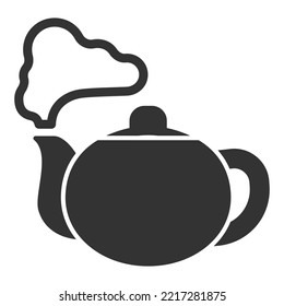 Hot tea pot steams - icon, illustration on white background, glyph style