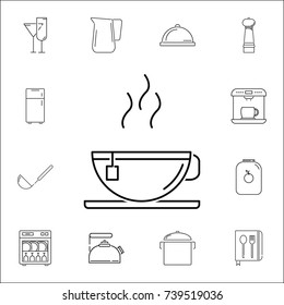 Hot tea. Set of kitchen icons on white background
