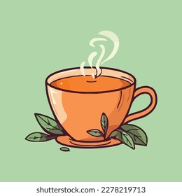 Hot tea with steam vector illustration 