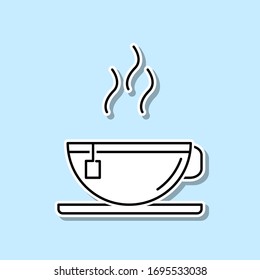 Hot tea sticker icon. Simple thin line, outline vector of kitchen icons for ui and ux, website or mobile application