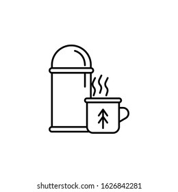 Hot tea. travel. line icon on white background.