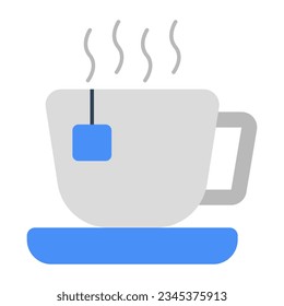A hot teacup icon in flat design