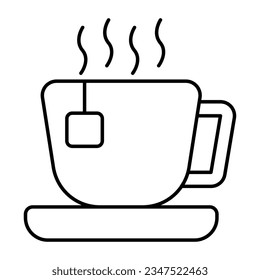 A hot teacup icon in linear design