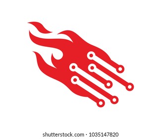 Hot Technology Logo Template Design Vector, Emblem, Design Concept, Creative Symbol, Icon