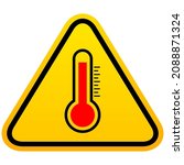 Hot temperature caution sign isolated on white background