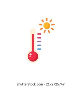 Ilustración de vectores de iconos planos de verano de temperatura caliente - Icono de vacaciones de verano
