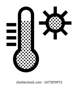 Hot Temperature. Icon with Filled with Dots.
