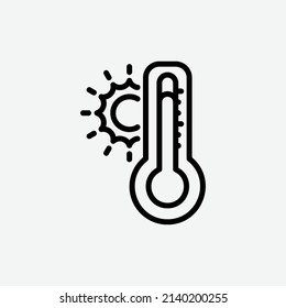  hot temperature icon, isolated weather outline icon in light grey background, perfect for website, blog, logo, graphic design, social media, UI, mobile app, vector illustration