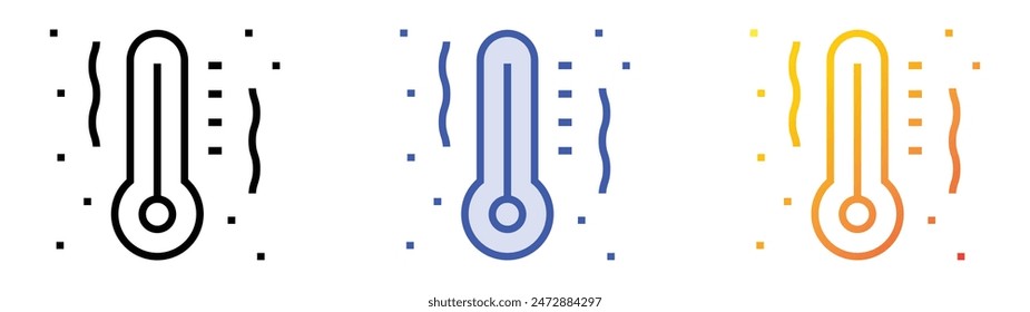 hot temperature icon. Linear, Blue Fill and Gradient Style Design Isolated On White Background