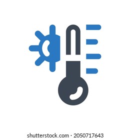 Hot temperature icon on white background