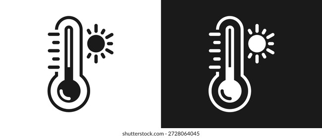Glifo Definido Do Ícone De Temperatura Quente Em Plano De Fundo Branco E Preto